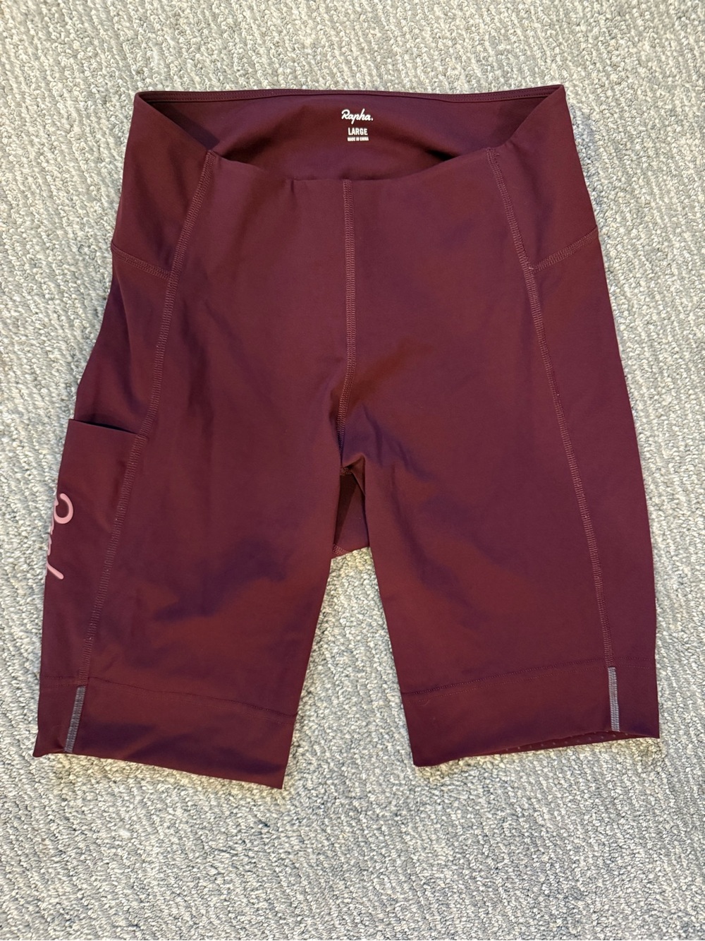 Rapha Women’s Cycling Shorts Large Burgundy Side Pockets Unpadded Bike